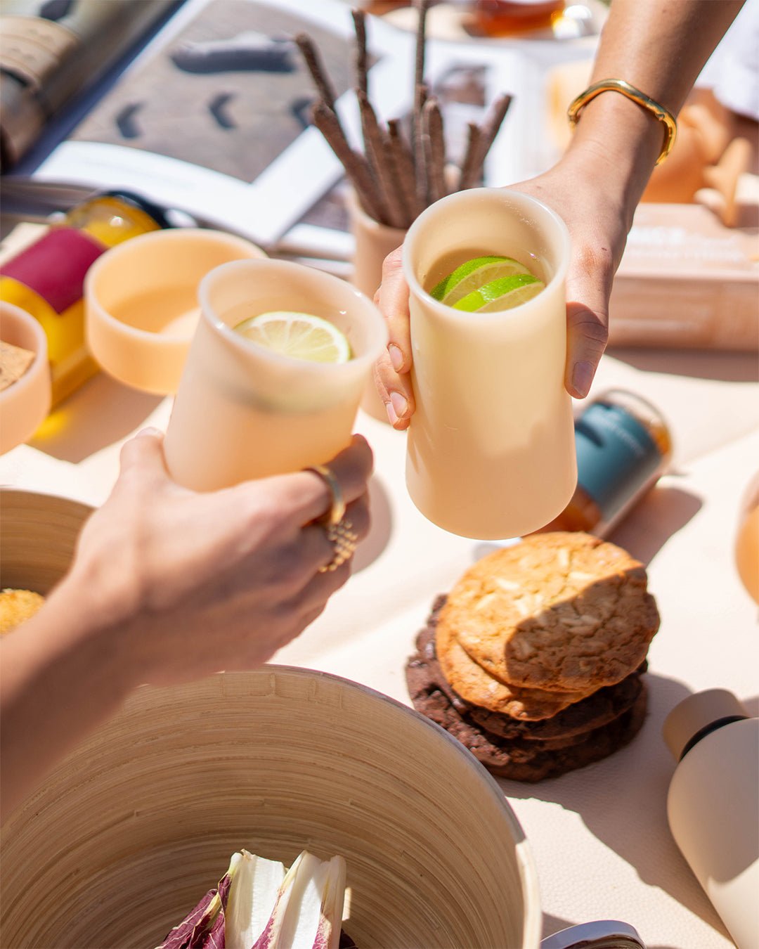 wheat + oat | stegg | silicone unbreakable highball glasses - porter green | style + sustainability