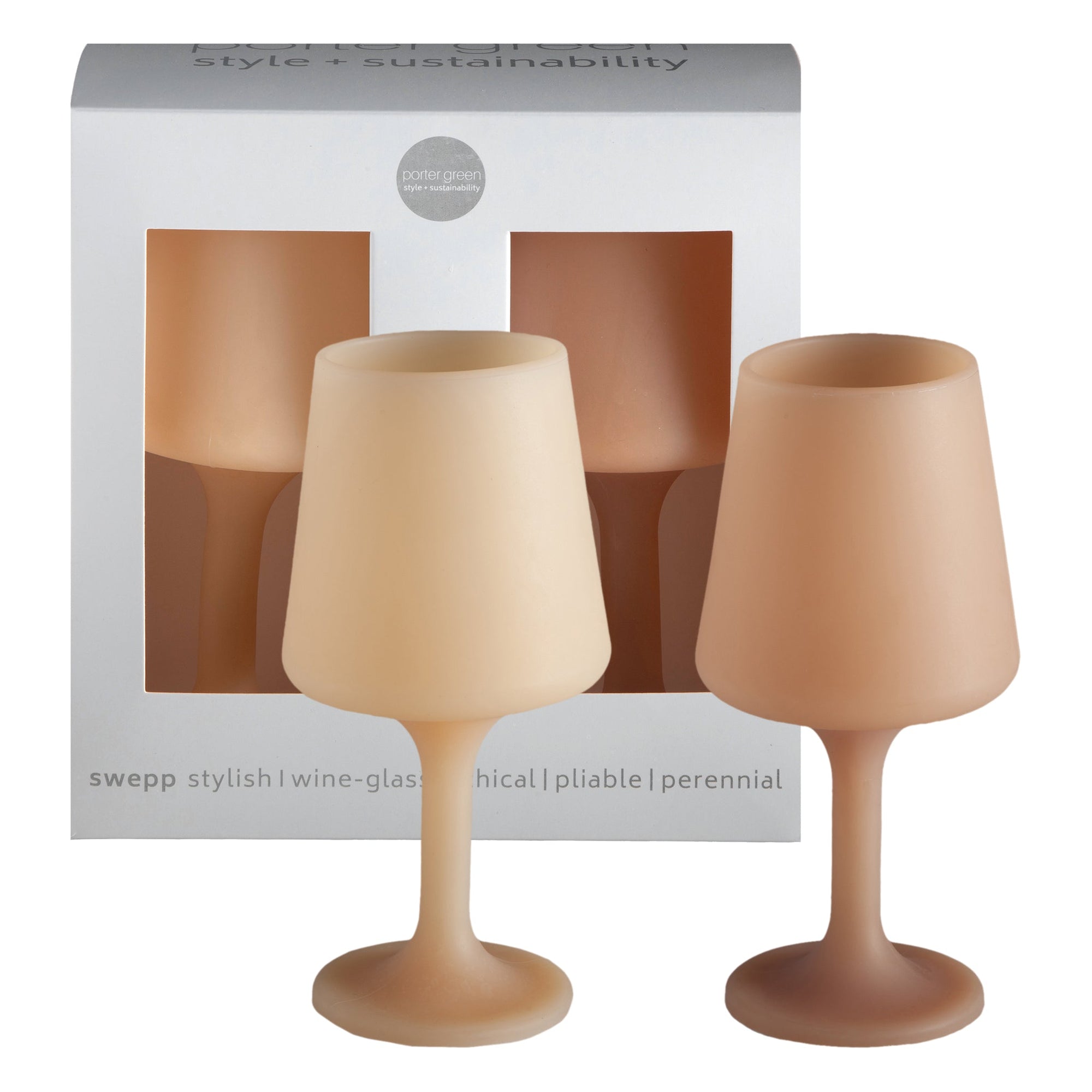 wheat + oat | swepp | silicone unbreakable wine glasses - porter green | style + sustainability
